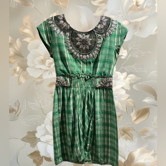 Valentino Dresses & Skirts - VALENTINO Boutique Green Plaid Fabric with Silver Zipper